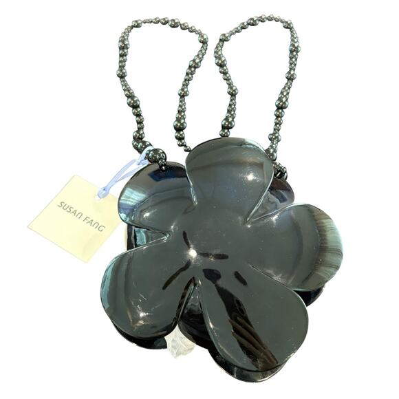 Susan Fang Flower Bag 3D Printed Beaded Purse Evening Party Statement Purple - Picture 2 of 8